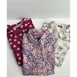 Talbots‎ Petite Button Down Shirt Bundle Floral Teacups Birdcage Cotton LP